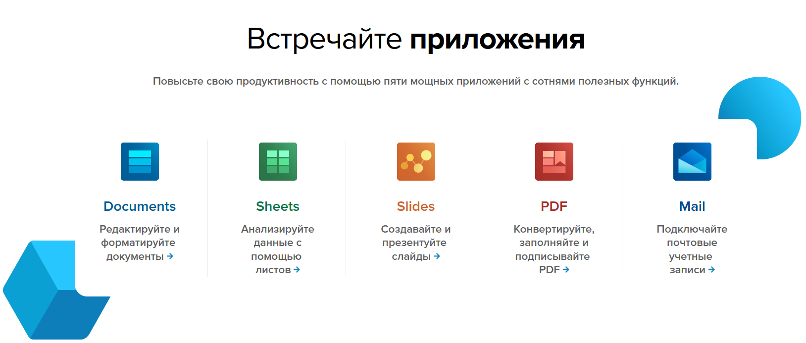 Приложения входящие в OfficeSuite
