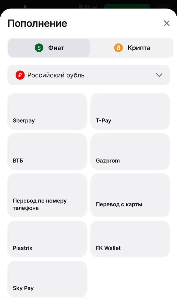 Выбор платежной системы в 1вин